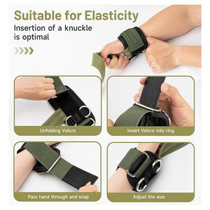 Customized 7mm Neoprene Wrist cuff support with Green lifting strap better grip for powerlifting Gym & <b>Cable</b> machine training - Product Image 3