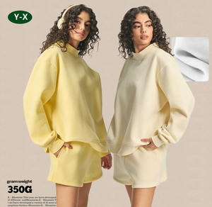 Sweat-shirt à col montant réversible surdimensionné en molleton de coton GSM, vierge, personnalisable avec patch brodé, pour femme, vente en gros - Product Image 1
