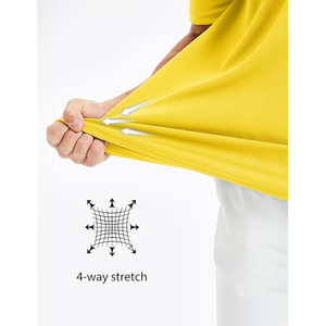 Polo Oxford jaune à manches courtes pour homme, couleur unie, style décontracté, tissé, teint uni - Product Image 4