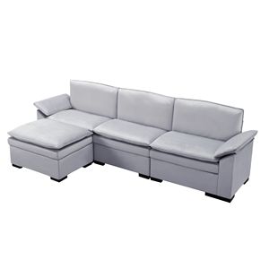 Divano Componibile Grigio Chiaro 117.7 con Pouf per il Tuo Soggiorno - Product Image 3