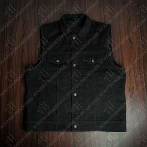 Moto équitation hiver toile cuir gilet hommes fermeture à glissière imperméable décontracté confortable vente chaude - Product Image 2