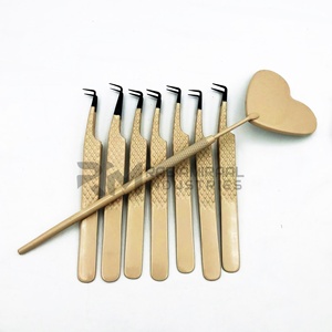 Pince à épiler RMI en acier inoxydable à pointe en fibre, 90 degrés, à pointe dentelée, pour cils et sourcils, option logo personnalisé - Vente en gros - Product Image 2