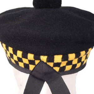 Gorro Balmoral Hecho a Mano, Estilo Escocés Tradicional, OEM ODM, 100% Lana, Negro, Amarillo, Dorado - Product Image 5