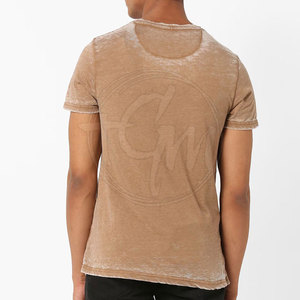 T-shirt délavé à l'acide pour homme, coupe ample, décontracté, en coton, commande en gros, fourniture d'usine, t-shirt épais délavé à l'acide pour homme - Product Image 3
