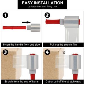 12pcs Polyethylene 4in*800ft Clear <b>Stretch</b> <b>Wrap</b> Includes Two Red Handles Product Category Strapping - Product Image 4