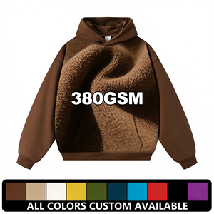 Sweat à capuche personnalisé ODM en molleton bouclette, coupe oversize à épaules tombantes, anti-plis, imprimé en relief, couleurs tendance automne - Product Image 3