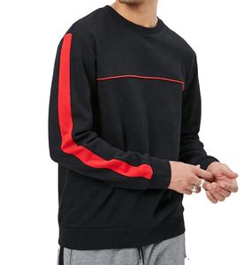 Sudadera de último diseño 2022 para hombre, forro polar a rayas en contraste transpirable con cuello redondo, ropa de calle de talla grande - Product Image 1