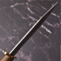 Couteau Bowie à lame fixe, couteau de chasse, manche en bois de rose, étui en cuir, bushcraft, survie, acier au carbone, bord partiellement dentelé