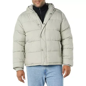 WARPRO INDUSTRY Unisex Light Gray Thick 300g Woven Polyester Fiber Filled Waterproof Windproof Casual Winter Puffer <b>Jacket</b> - Product Image 1