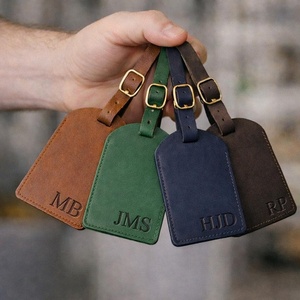 Etiquetas de Cuero Premium para Equipaje, Etiquetas de Viaje de Piel Genuina de Vacuno, Cubierta de Privacidad para Maletas, Etiquetas Personalizadas con Marca LMP-0271 - Product Image 1