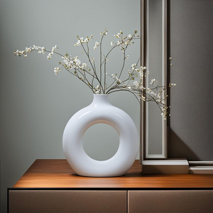 Vase à fleurs en forme de beignet en céramique d'argile de haute qualité nouveau Design meilleur vendeur décoration de jardin Vase de table vente Stock en vrac exporté - Product Image 1