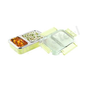 Fiambrera rectangular con plástico exterior de acero inoxidable para uso diario Aplicar al título del producto - Product Image 1