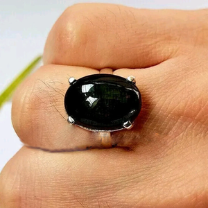 Black Onyx Prong <b>Ring</b> Handmade Gemstone <b>Ring</b> Sterling Silver Jewelry Minimalist <b>Statement</b> <b>Ring</b> - Product Image 6