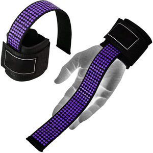 Sangles de musculation personnalisables en néoprène noir avec grip en silicone pour la musculation, l'entraînement de force et les soulevés de terre – Sangles de puissance avancées unisexe - Product Image 2