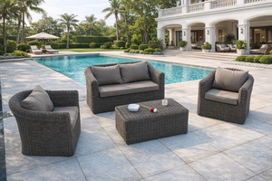 Juego de Muebles de Patio Modernos para Exteriores, Directo de Fábrica, Sofá de Mimbre Resistente a los Rayos UV, Cojines Impermeables, Diseño Plegable, para Almacén u Hotel - Product Image 4