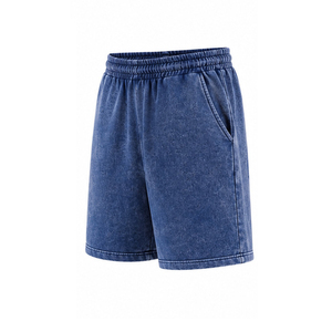 <b>Mens</b> Acid Wash Sporty Solid Eco-Friendly Heavyweight Cotton <b>Fleece</b> <b>Shorts</b> Vintage Streetwear Gym Casual Relaxed Fit Custom - Product Image 3