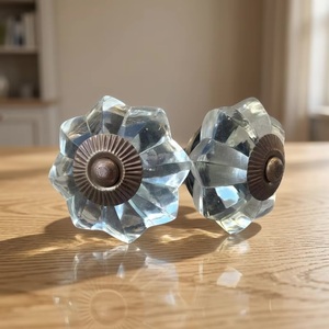 Elegant Exported Crystal Melon Cutting <b>Ceramic</b> <b>Knobs</b> Industrial Quality Kitchen Bedroom <b>Drawer</b> Cabinet Handle Pulls Beads Art CK - Product Image 3