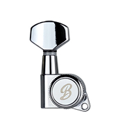 BBSTONE Korean made Locking Guitar Tuners, 6 Inline, 20:1 Gear Ratio, Vintage Style Chrome