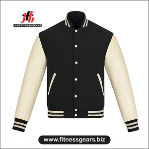 เสื้อแจ็คเก็ตวาร์ซิตี้แบบสั่งทำสำหรับผู้ชาย JUST FITNESS GEARS รุ่นรักษ์โลก สีแดงดำ ปักลายด้านหน้า สวมใส่สบายๆ ในฤดูหนาว ผลิตจากโพลีเอสเตอร์/ผ้าฝ้าย - Product Image 4