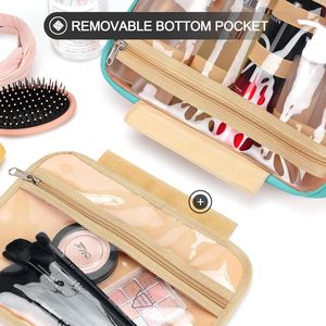 Borsa da viaggio da donna con gancio, grande beauty case con 8 tappi in silicone a prova di perdite, custodia cosmetica impermeabile - Product Image 4