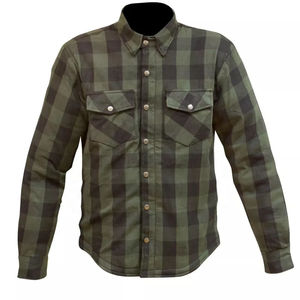 Men Plaid <b>Flannel</b> Shirt Long Sleeve Knitted Cotton Casual Workwear Motorcycle Riding Outerwear - Product Image 3