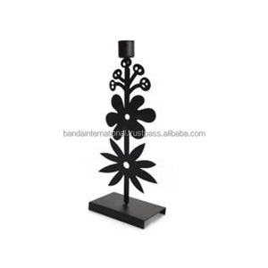 Portavelas cónico de hierro con revestimiento de polvo negro terminado para iluminar la decoración del hogar y otros tarros de portavelas - Product Image 5