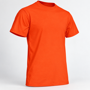 Men <b>Orange</b> Short Sleeve <b>T</b>-<b>Shirt</b> Regular Fit O-Neck Casual Solid Color Cotton Jersey Plain Dyed Style - Product Image 4