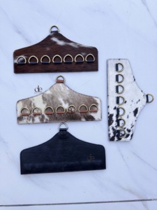 New Arrival Handcrafted Brass Genuine Cowhide Leather Luxury Wild Scarf Rag Holder Wall Hook Kitchen Towel Organizer Hanging - Product Image 5