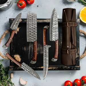 Damascus Steel <b>Knife</b> <b>Set</b> 5-Piece Handmade Wooden Handle <b>Sharp</b> Chef <b>Knives</b> Ambidextrous 67 Layers Damascus Steel Blade - Product Image 4