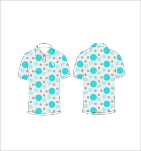 Polo pour homme blanc, gris sarcelle à pois, manches courtes, décontracté, été, respirant, léger, imprimé par sublimation - Product Image 6