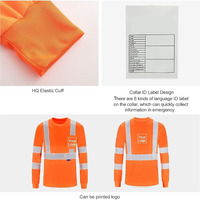 Chemise de sécurité réfléchissante jaune et orange haute visibilité pour travaux routiers et de construction, uniforme unisexe à manches longues en polyester, vente en gros