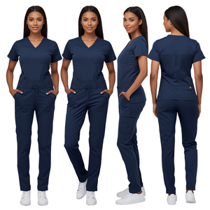 Conjunto de Uniforme Médico Premium para Mujer, Color Azul Marino, Cuello en V, con Pantalones Jogger, Ropa de Trabajo Profesional Cómoda - Product Image 4