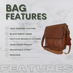 Sac bandoulière vintage en cuir véritable pour femme – Sac messager léger avec fermeture éclair sécurisée - Product Image 4