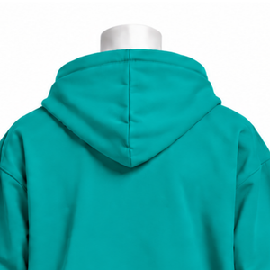 Sudadera con Capucha Teal Indus Bordada con Diseño Floral Decorativo, Bolsillo Canguro, Estilo Casual Relajado, Ropa Urbana de Invierno - Product Image 4