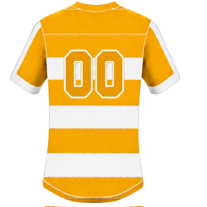 Golden <b>Yellow</b> White Short Sleeve Rugby Jersey Crew Neck Striped Rugby <b>Shirt</b> Athletic Performance Training Match Team Sportswear - Product Image 2
