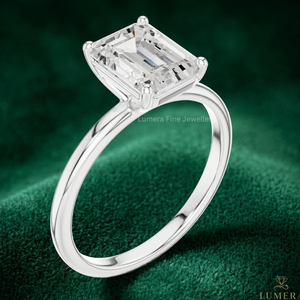 Anillo de Compromiso de Diamante Cultivado en Laboratorio con Corte Esmeralda, Certificado IGI, Personalizado en Oro de 9K, 10K, 14K, 18K, Chapado en Rodio, Solitario para Boda - Product Image 3