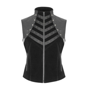 เสื้อกั๊กหนังเทียมสไตล์โกธิคพังก์สำหรับผู้ชาย ขายดี ตกแต่งด้วยกระดุมโลหะ สายรัดแบบดีริง ซิปหน้า รุ่น 2026 - Product Image 1