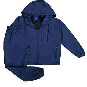 Ensemble survêtement coupe-vent personnalisé en polyester avec veste et pantalon, fermeture éclair intégrale, service OEM - Product Image 1