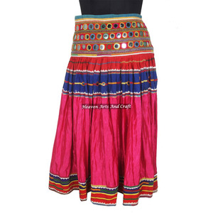 Las mujeres indias de moda de algodón falda de algodón hecho a mano Ghaghra bordado Vintage de bolso de la cintura de la falda - Product Image 1