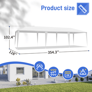 Tenda per Feste all'Aperto Bianca 3x9m, Struttura in Ferro Verniciato con Rivestimento in PE, per Matrimoni ed Eventi - Product Image 4