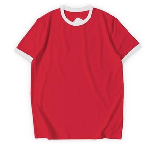 T-shirts pour hommes à séchage rapide et respirants, de haute qualité, 100% coton, manches courtes, col rond, design Ringer, couleur rouge, chemises pour hommes, été - Product Image 2