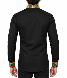 เสื้อเชิ้ตดาชิกิผู้ชายลายพิมพ์แอฟริกันแบบแพทช์เวิร์ค แขนยาว คอตั้ง ลายเคนเต้ เสื้อเชิ้ตเดรสลำลองติดกระดุม เสื้อท่อนบนสั่งทำพิเศษ - Product Image 2