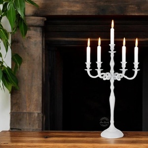 White Coated Finished 5-Arm Aluminum Candelabra Best Quality for Home Birthday and Wedding Tabletop Decoration - Product Image 1