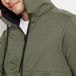 Sweat-shirts à capuche zippés en molleton pour hommes, coupe régulière, taille élastique, ensembles de vêtements de sport 100% molleton - Product Image 4