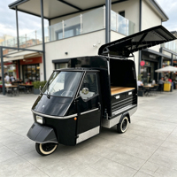 Piaggio Electric Tricycle Food Truck, Fully Equipped Mobile Kitchen Cart Beer Bar Trailer for Coffee Hot Dog Ice Cream