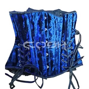 คอร์เซ็ตกำมะหยี่สีน้ำเงินแบบรัดใต้อก โครงเหล็กสองชั้น พร้อมตัวล็อคด้านหน้า - Product Image 1