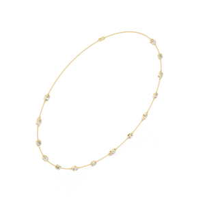 Cadena de oro amarillo de 18 quilates asequible, adornada con esmeraldas cultivadas en laboratorio y diamantes de corte marquesa, ideal para fiestas, bodas, uso diario y en la oficina. - Product Image 4