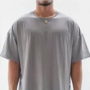 Men's Oversized Black Cotton T-<b>Shirt</b> With Front Logo Print Street Style Short Sleeve O-Neck Jersey Fit <b>100</b>% Cotton Men's T-<b>Shirt</b> - Product Image 6