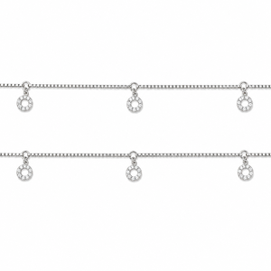 925 Sterling Silver Dangle Cubic Zirconia <b>Anklet</b> for Women High Polish Minimalist Chain Design Daily Wear Beach Party - Product Image 3