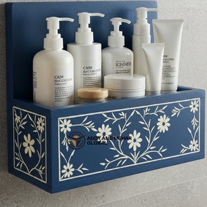 Estante Organizador de Pared para Baño Azul – Soporte de Almacenamiento de Madera Hecho a Mano para Artículos de Aseo y Decoración del Hogar - Product Image 2